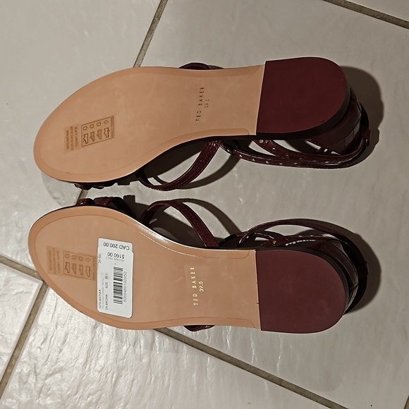 💕TED BAKER LONDON💕 Mathar Flat Studded Gladiator Sandal ~ Dark Brown 39.5 NWT - Picture 13 of 15